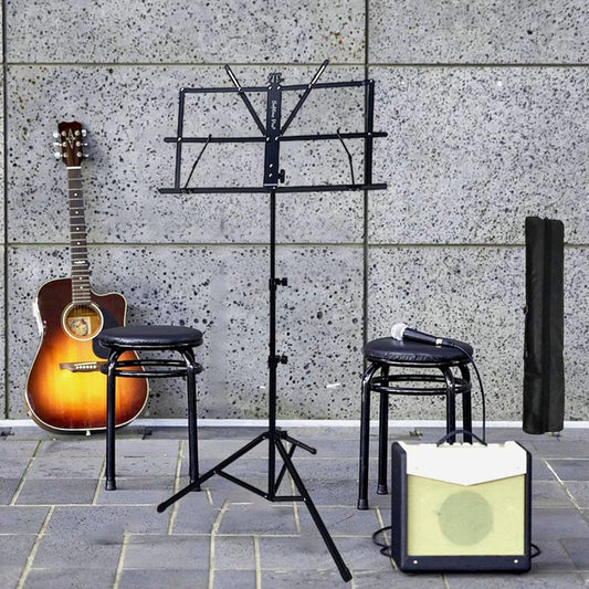 Students – Foldable lightweight stand with bag. Performers – Heavy-duty professional tripod stand. Studios – Stable metal desk-style stand.