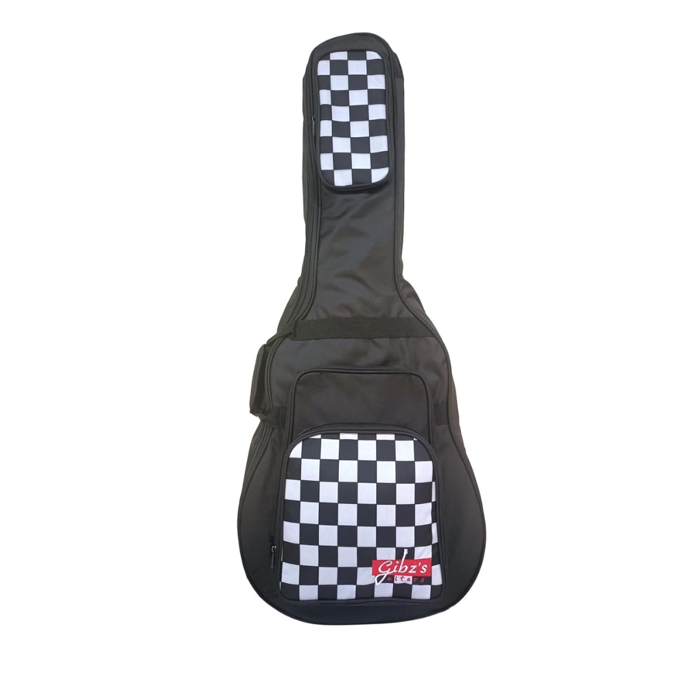 Gibz's Guitar G530 Acoustic Guitar Bag - 10 mm Padding Soft Guitar Gig Bag Adjustable Straps Black & White