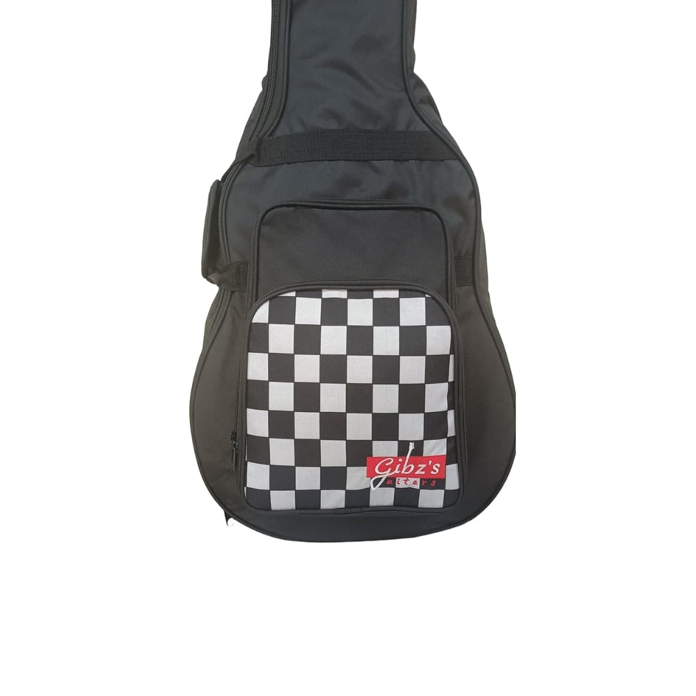 Gibz's Guitar G530 Acoustic Guitar Bag - 10 mm Padding Soft Guitar Gig Bag Adjustable Straps Black & White