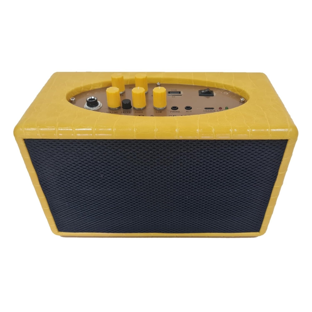 Softline Pro SP 10BT Electric Semi Acoustic Guitar Amplifier 10W Output BT Portable Amp Speaker with Delay Effect 3.5mm Earphone Jack Aux Volume Tone Control (Yellow)