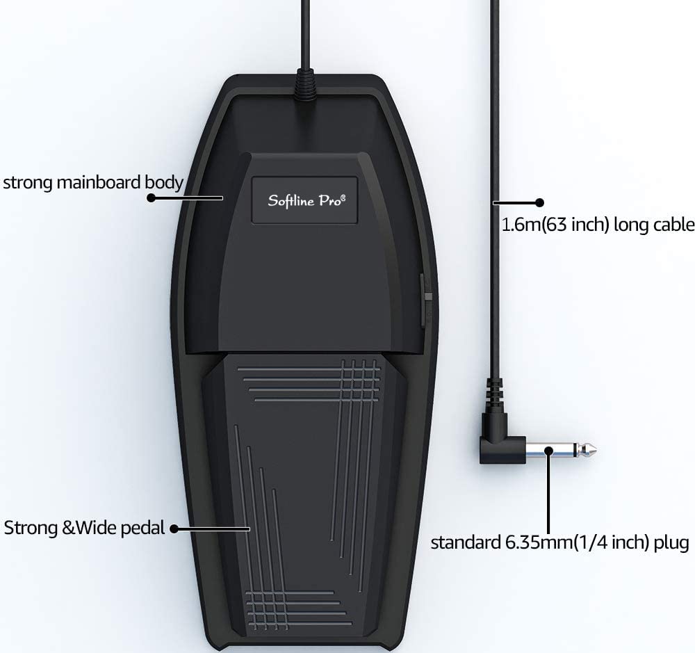 Softline Pro Universal Sustain Pedal for Keyboard, Damper Foot Switch Pedal, 1/4 Inch Jack for Yamaha Casio Roland Korg Behringer Digital Pianos, Electronic Keyboards and Midi Keyboards, SP-139