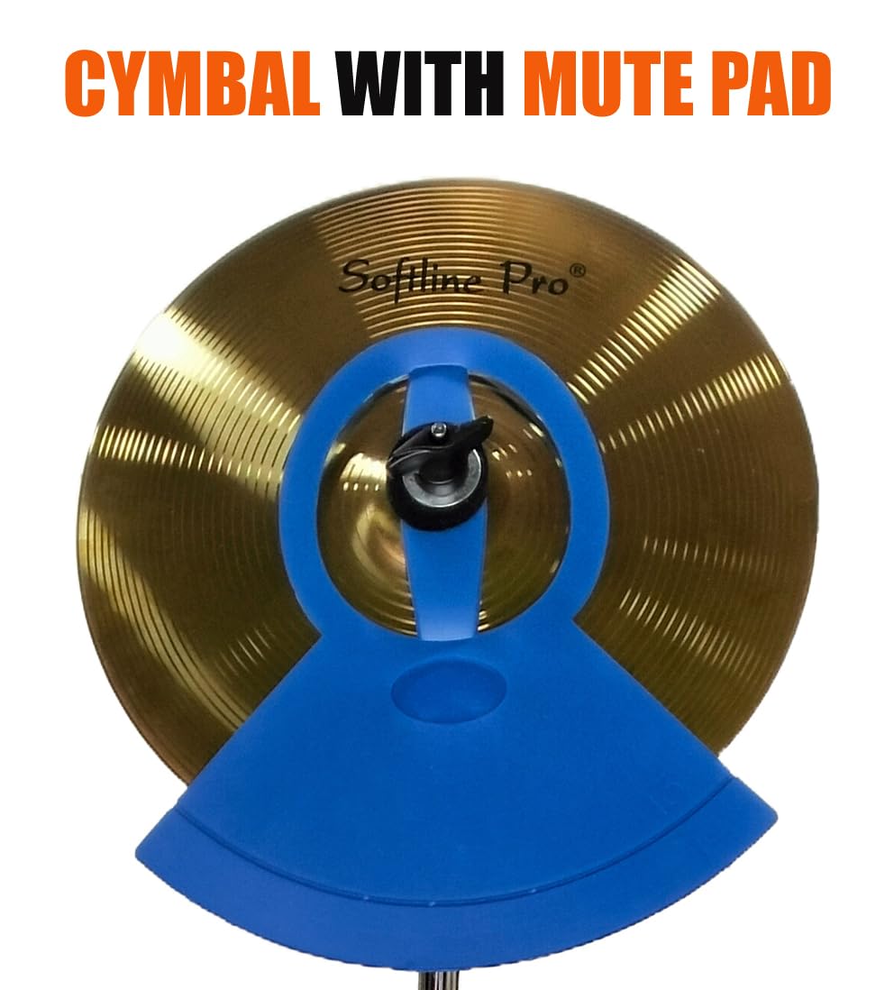 Softline Pro SP DPPRK-5PC Drum Practice Pad Set, 10" and 8" Round Pad, 12" Cymbal, Muted Rubber with Drum Pedal