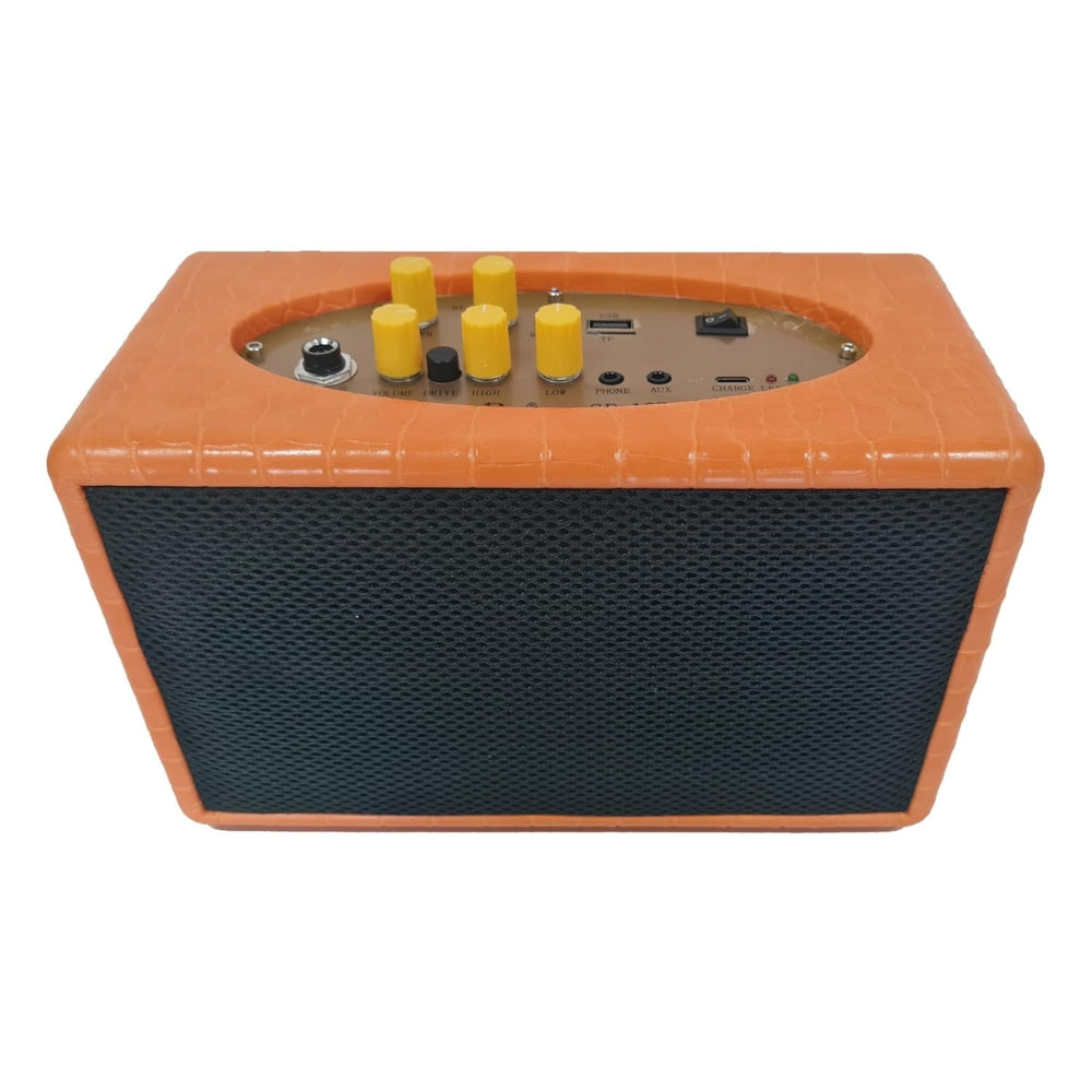Softline Pro SP 10BT Electric Semi Acoustic Guitar Amplifier 10W Output BT Portable Amp Speaker with Delay Effect 3.5mm Earphone Jack Aux Volume Tone Control (Orange)
