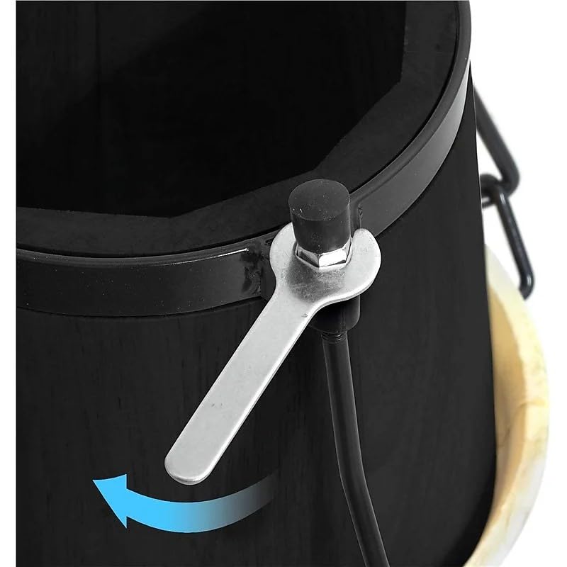 Softline Pro SP-BNG-BK Bongo Drum Set with Tuning Wrench & Padded Professional Wooden Percussion Instrument for Beginner Adults Kids - Natural Skin (Black)