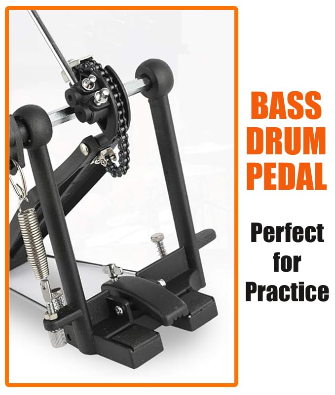 Softline Pro SP DPPRK-5PC Drum Practice Pad Set, 10" and 8" Round Pad, 12" Cymbal, Muted Rubber with Drum Pedal