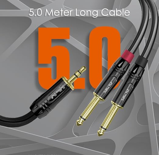 Softline Pro Spy05 3.5Mm Trs To 6.3Mm Jack Mono 16 Ft / 5 Meter Cable, Silver