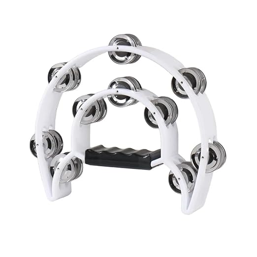 Softline Pro SP TW20-HM-WH Tambourine Half Moon Tambourines for Adults with 20 Jingle in White (Double)