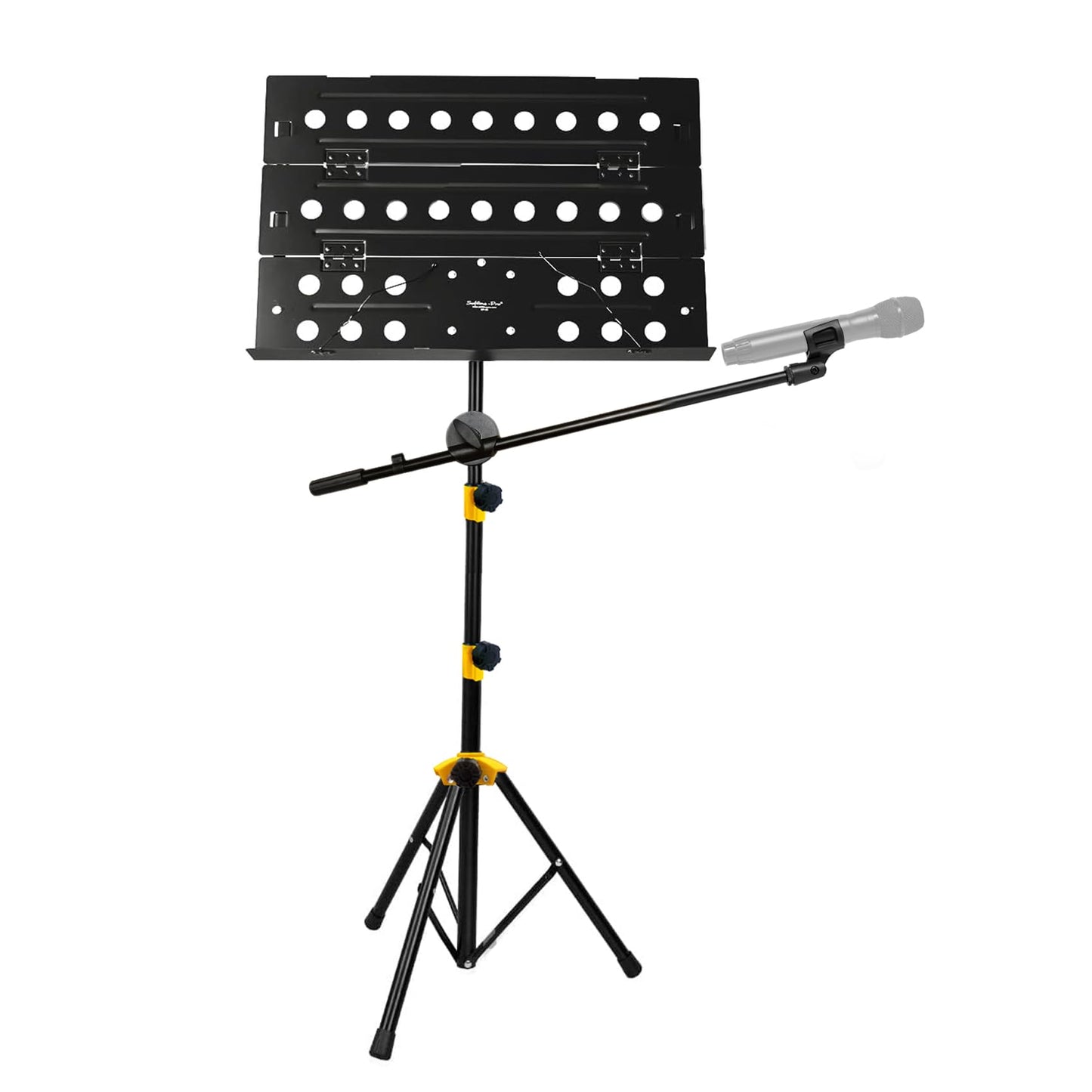 Softline Pro SP 222-Y Foldable Music Notation Sheet Stand With Microphone Boom Arm and Carry Bag - 2 Steps Height Adjustable