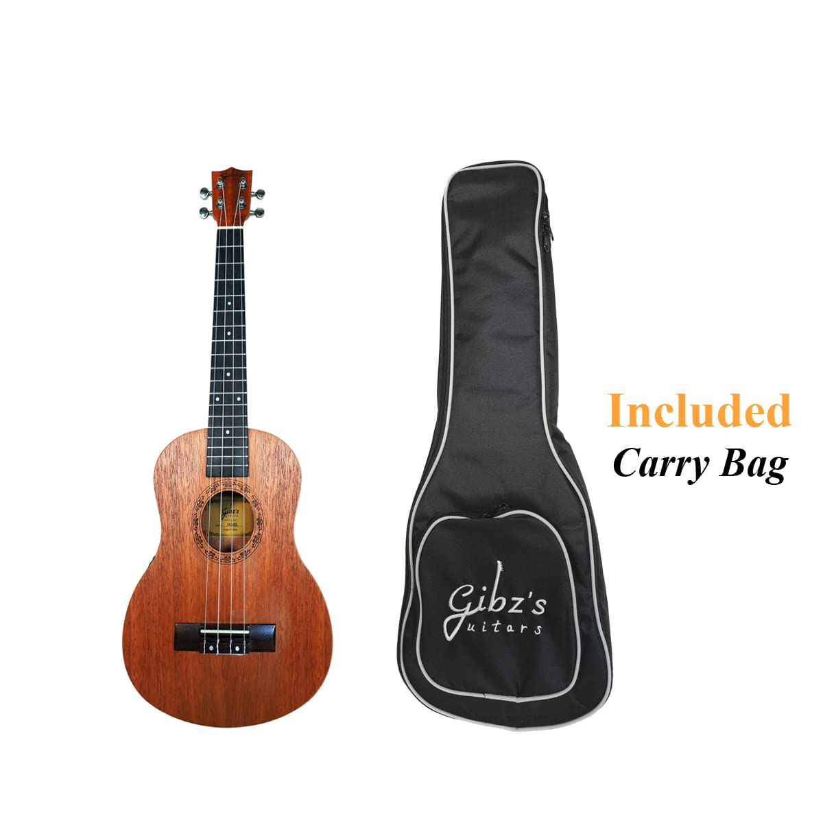 Gibz's guitars UK26 EQ 26 Inches Solid Mahogany Top Premium Electro-Acoustic Tenor Ukulele With EQ & Gigbag (26 Inches, With EQ)