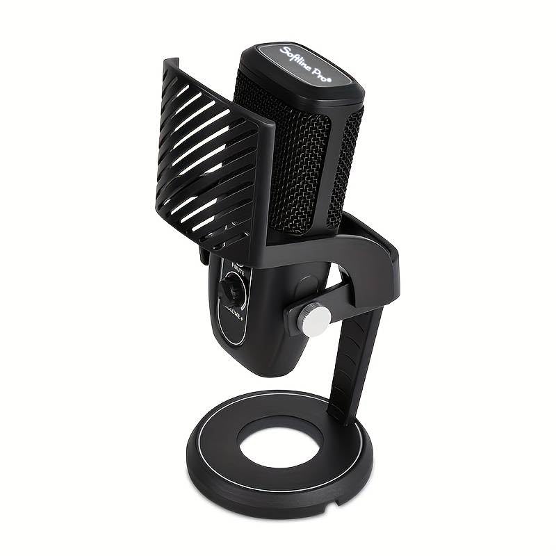 Softline Pro USB Condenser Microphone SP ZX-775 with Table Top Stand for PC Streaming,Podcasts,Recording,Mute Touch,Volume Control,Headphone Monitor,Pop Filter