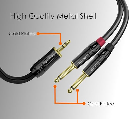 Softline Pro Spy05 3.5Mm Trs To 6.3Mm Jack Mono 16 Ft / 5 Meter Cable, Silver