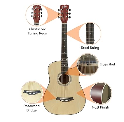 Gibz's guitar G 38 Matt Acoustic Guitar With Truss Rod (Natural)