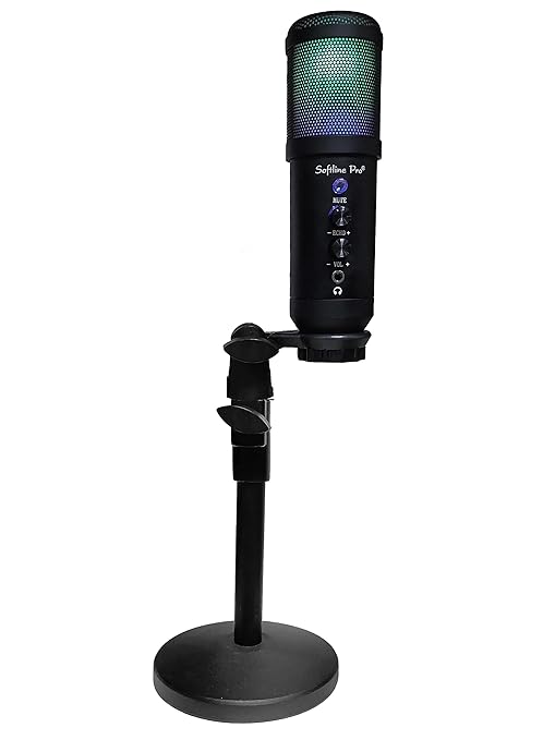 Softline Pro USB Condenser Microphone Kit with Table Top Mic Stand for Gaming, Podcasting, Conference Calls, Recording, Singing and Dubbing (SP-C-MIC-KIT)