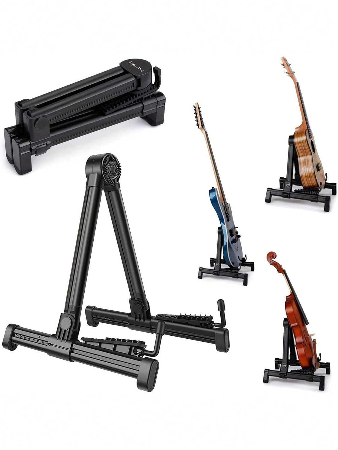 Softline Pro SP 23-ABS Folding A Frame Guitar Stand, Universal Portable Floor Guitar Stand for Acoustic and Electric Guitar, Adjustable for Bass Banjo Ukulele Violin Stand Single