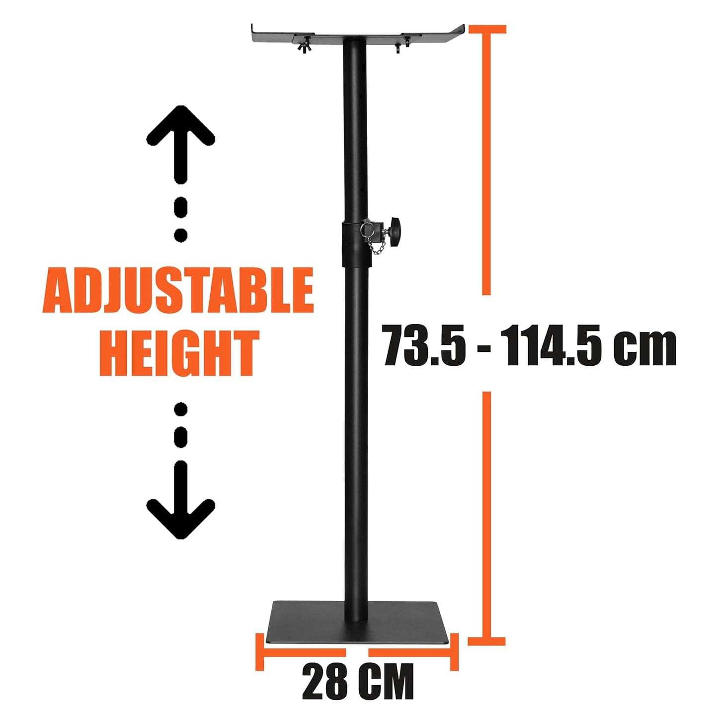 Softline Pro SP 802 HV Heavy Duty Studio Monitor Stand, Wide Variable Top Plate, Square Base (Set of 2)