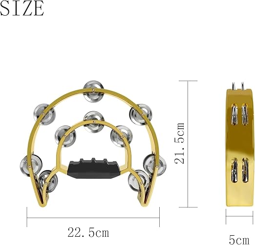 Softline Pro SP TW20-HM-G Tambourine for Adult Kids Hand Held Tambourine Metal Percussion Instrument Double Row Tambourines for KTV Party - Golden