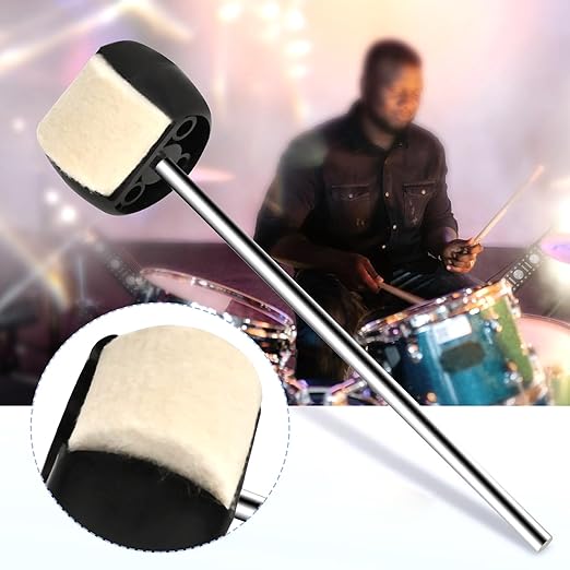 Softline Pro Drum Beater, Bass Drum Pedal Hammer with Felt & Plastic Beater Heads and Stainless Steel Shaft, Fits Most Bass Drum Pedal (Round - BK (P))