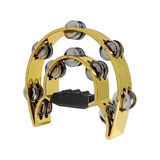 Softline Pro SP TW20-HM-G Tambourine for Adult Kids Hand Held Tambourine Metal Percussion Instrument Double Row Tambourines for KTV Party - Golden