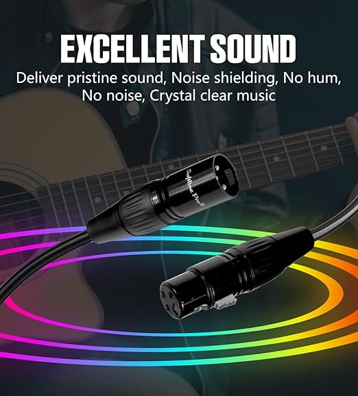 Softline Pro XLR Cable for Mic, 3 Pin Male to Female 10 Ft / 3 Meter Microphone Cable, Waterproof, Flexible (SPFM300)