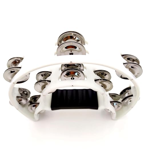 Softline Pro SP TW20-HM-WH Tambourine Half Moon Tambourines for Adults with 20 Jingle in White (Double)