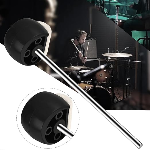 Softline Pro SP-DB-Premium Drum Beater,Bass Drum Pedal Hammer with Felt & Plastic Beater Heads and Stainless Steel Shaft, Fits Most Bass Drum Pedal (Round - BK (P))