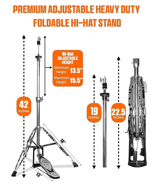 Softline Pro SP HH IC Heavy Duty Double-Braced Hi-Hat Stand with Longboard Swiveling Footplate, Adjustable Precision Spring Dial - Iron Cobra