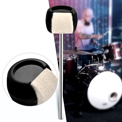 Softline Pro SP-DB-Premium Drum Beater,Bass Drum Pedal Hammer with Felt & Plastic Beater Heads and Stainless Steel Shaft, Fits Most Bass Drum Pedal (Round - BK (P))