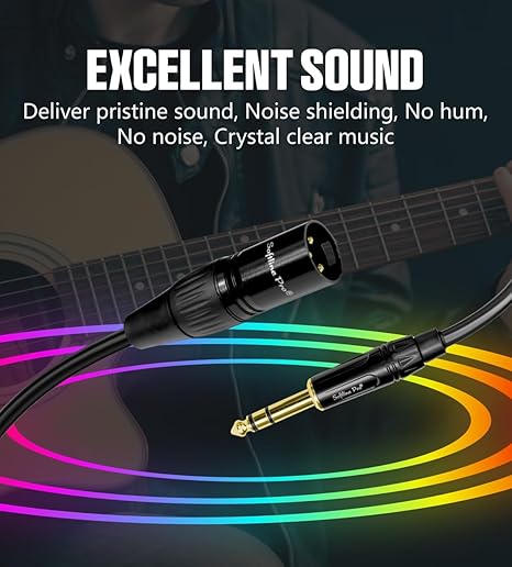 Softline Pro TRS Microphone Cable, Stereo 6.35MM Jack to XLR Male 10 Ft / 3 Meter Cable for Amplifier, Speakers, Microphone, Sound Console, Mixer, Electric Organ, SPSM300