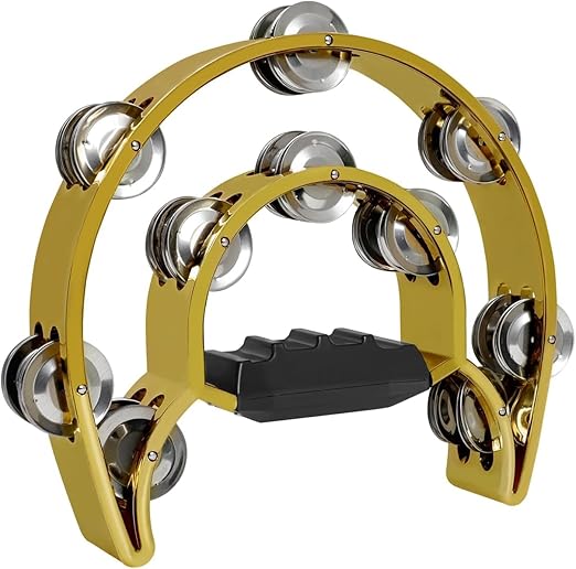 Softline Pro SP TW20-HM-G Tambourine for Adult Kids Hand Held Tambourine Metal Percussion Instrument Double Row Tambourines for KTV Party - Golden