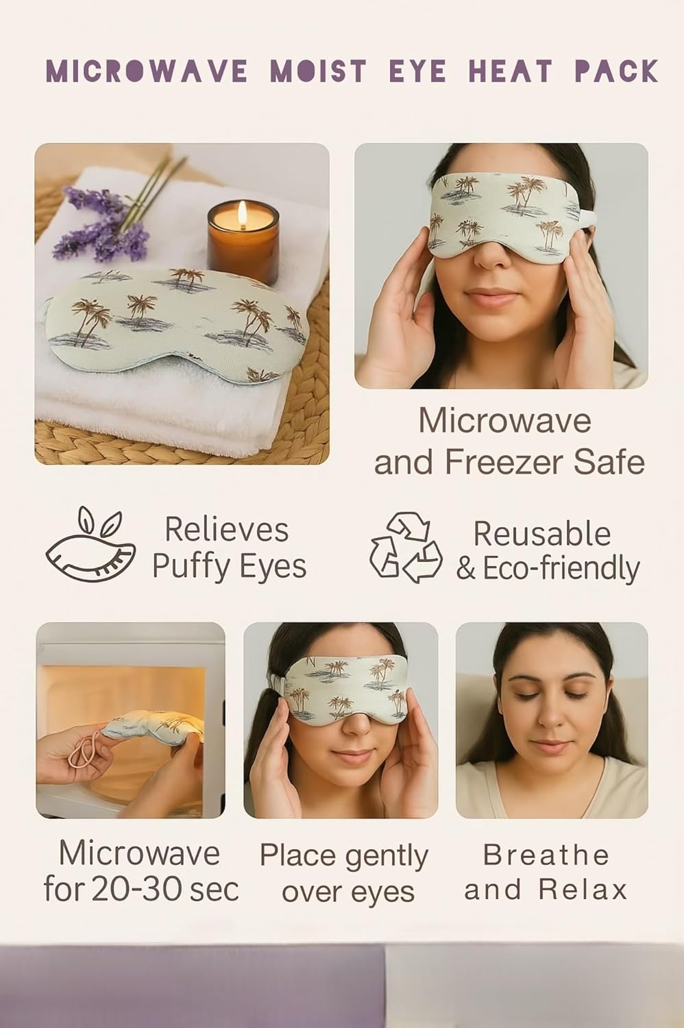 CHINEYA Sleeping Eye Mask, Sleep Mask & Eye Massager for Stress Relief, Dark Circles, Eye Pain, Headache, Anti-Wrinkle & Puffiness, Light Blocking & Moist Heat Therapy