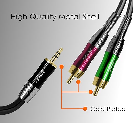 Softline Pro SP DUAL-RCA 2x RCA to 2x RCA 1.5 Meter Cable Stereo Audio 2RCA Cord Male to Male Connector 2RCA to 2RCA(Black,Green,Red)