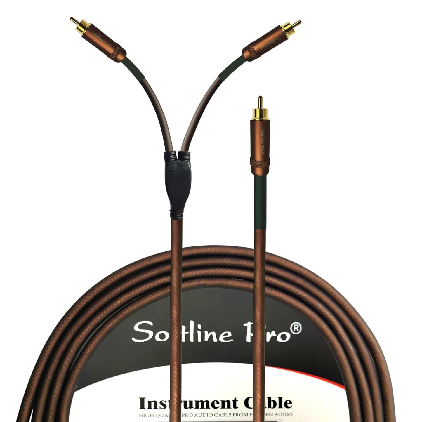 Softline Pro RCAY Pro 1.5M RCA Audio Cable - 1-Male to 2-Male RCA Interconnect Gold-Plated Connectors Matt Silicone PVC Jacket Professional-Grade Cable for Mixers Amplifiers Recording DJ & Home Audio