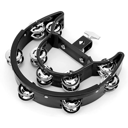 Softline Pro SP TW20-HHT-BK Double Row Tambourine Percussion Accessory Metal Tinkle Handheld Drum Cymbals Hi Hat Tambourine Bells for Stage Parties
