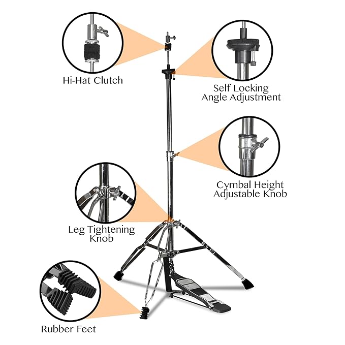 Softline Pro SP HH Double-Braced Hi-Hat Stand with Longboard Swiveling Footplate, Adjustable Precision Screw Dial, and Heavy Double-Braced Tripod (Hi Hat Stand)