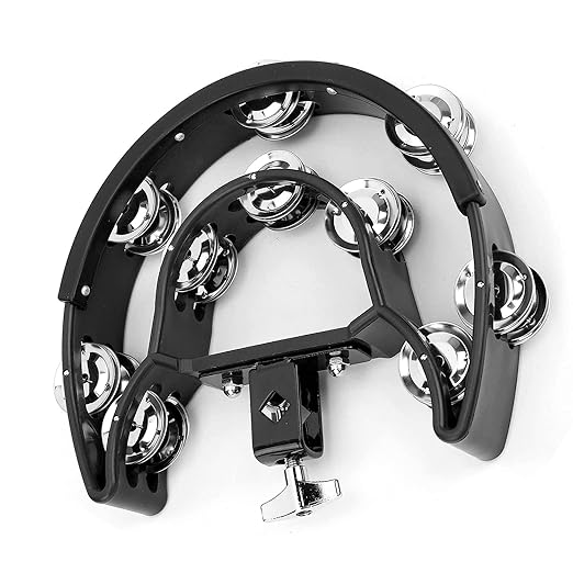 Softline Pro SP TW20-HHT-BK Double Row Tambourine Percussion Accessory Metal Tinkle Handheld Drum Cymbals Hi Hat Tambourine Bells for Stage Parties