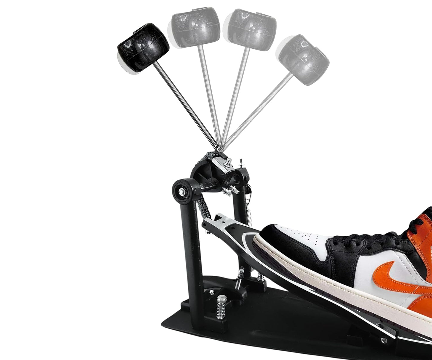 Softline Pro SP 520 Single Bass Drum Pedal Double Chain Drive Kick Pedal with Power Glide Cam Adjustable Spring Tension & Beater Angle Heavy Duty Drum Pedal for Acoustic & Electronic Drums Single Bass Drum Pedal Sprocket-less Double Chain Drive Kick Pedal