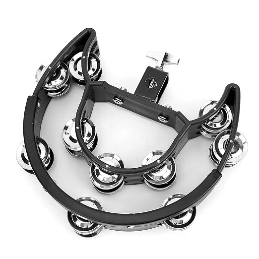 Softline Pro SP TW20-HHT-BK Double Row Tambourine Percussion Accessory Metal Tinkle Handheld Drum Cymbals Hi Hat Tambourine Bells for Stage Parties