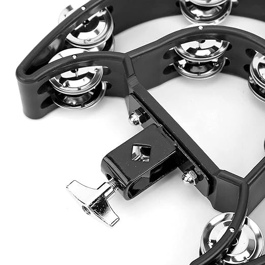 Softline Pro SP TW20-HHT-BK Double Row Tambourine Percussion Accessory Metal Tinkle Handheld Drum Cymbals Hi Hat Tambourine Bells for Stage Parties