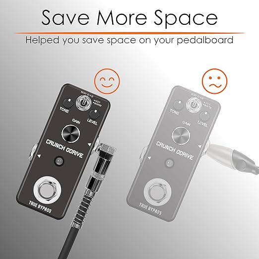 Softline Pro Guitar Patch Cable Right Angle 25 cm, 1/4 Instrument Cable For Effect Pedals 9 Inch, Silver Plated (Pack of 1)