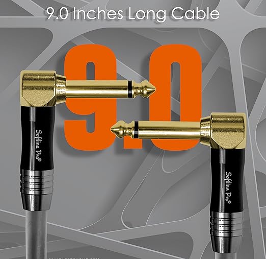 Softline Pro SP PRT 09 Guitar Patch Cable Right Angle 25 cm 1/4 Instrument Cable For Effect Pedals (9 Inch) (Gold Plated Pack of 4)