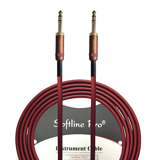 Softline Pro Golden 6.35mm TRS to TRS Jack Professional Instrument Cable Double Shielding Matt Silicone PVC Premium Audio Cable for Mixers Interfaces Studio Monitors Keyboards - 1.5M (SS 150 Pro)
