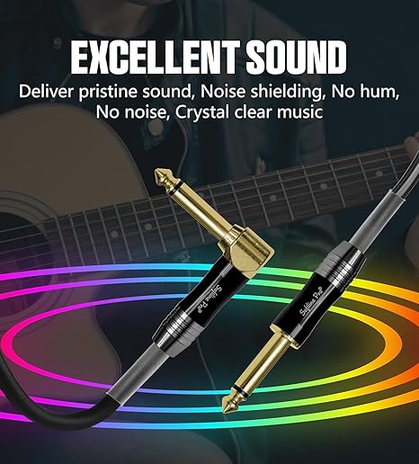 Softline Pro SP RAST 500 Guitar Cable 5 Meter 6.35mm Right Angle to 6.35mm Jack Instrument Cable
