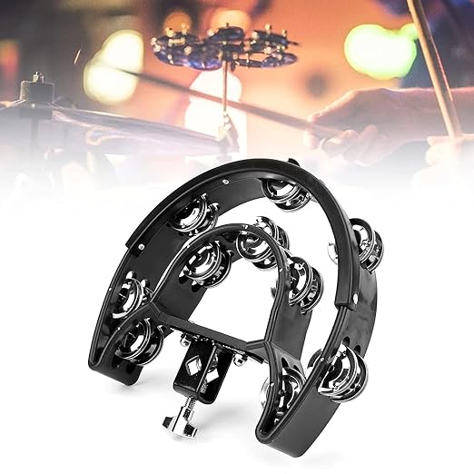 Softline Pro SP TW20-HHT-BK Double Row Tambourine Percussion Accessory Metal Tinkle Handheld Drum Cymbals Hi Hat Tambourine Bells for Stage Parties
