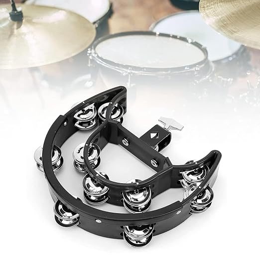 Softline Pro SP TW20-HHT-BK Double Row Tambourine Percussion Accessory Metal Tinkle Handheld Drum Cymbals Hi Hat Tambourine Bells for Stage Parties
