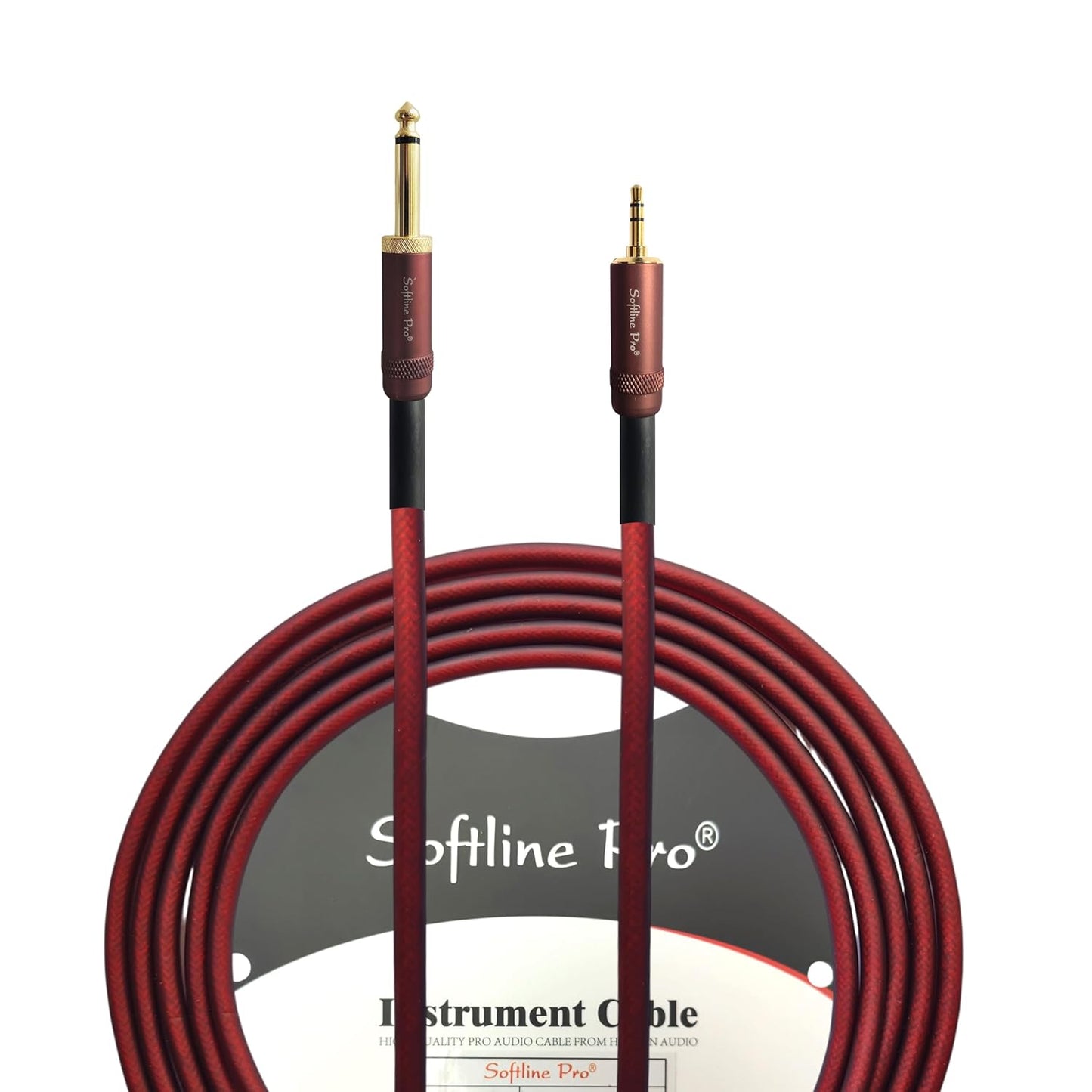 Softline Pro Instrument Cable Guitar, Mixer,Double Shielded Matt Silicone PVC Stereo Audio Cable Male Audio Jack Cable – 6.35mm Mono to 3.5mm- 3 Meter Gold Plated (EP2 Mono 300 Pro)