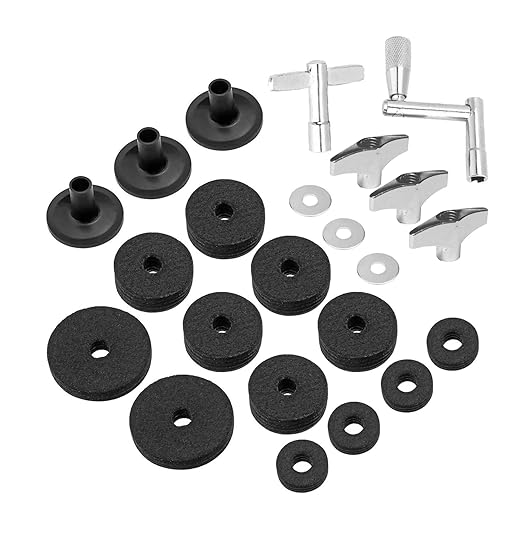 Softline Pro SP CA-KIT 23 Pieces Cymbal Replacement Accessories Cymbal Felts Hi-Hat Clutch Felt Hi Hat Cup Felt Cymbal Sleeves with Base Wing Nuts Cymbal Washer and Drum Keys for Drum Set