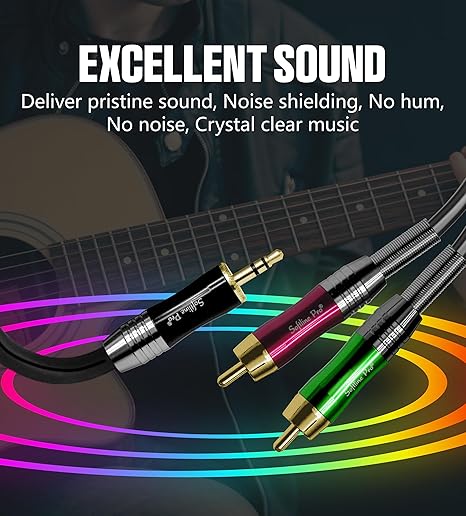 Softline Pro SP DUAL-RCA 2x RCA to 2x RCA 1.5 Meter Cable Stereo Audio 2RCA Cord Male to Male Connector 2RCA to 2RCA(Black,Green,Red)
