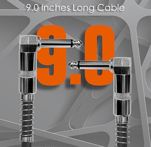 Softline Pro Guitar Patch Cable Right Angle 25 cm, 1/4 Instrument Cable For Effect Pedals 9 Inch, Silver Plated (Pack of 1)