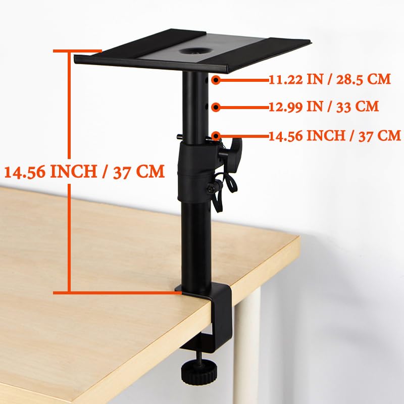 Adjustable desktop speaker stands with clamp mount,
Adjustable desktop speaker stand