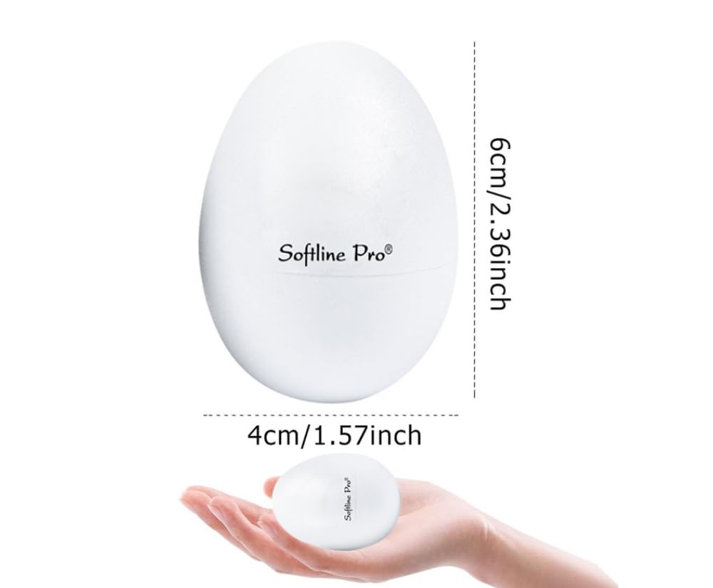 White round product with 'Softline Pro' branding, shown with dimensions and a hand for scale.